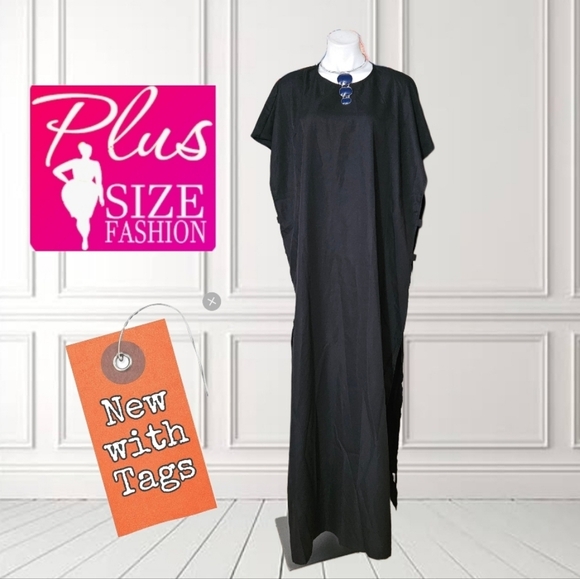 Black Plus Size Maxi  Open Sides Dress - Picture 1 of 6